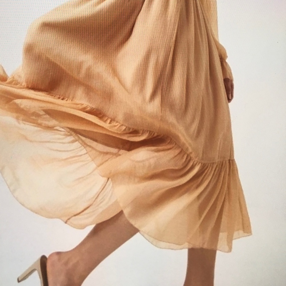French Connection Akita Pleated Ruffled Long Sleeve Puff MIDI Dress Size 6 Pink - Picture 2 of 16
